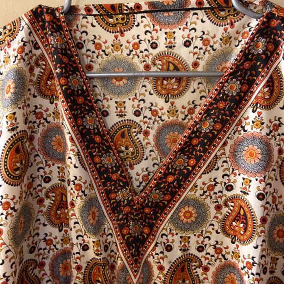 Red & rust paisley midi dress/tunic - one size - NWOT - Picture 2 of 10